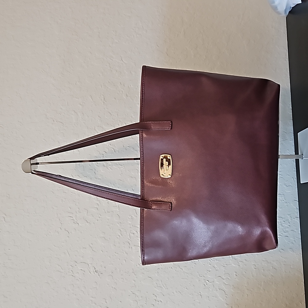 Michael Kors Burgandy Pebbled Leather Work Tote